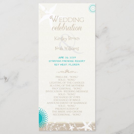 Starfish Destination Beach Wedding Programme (Devant)