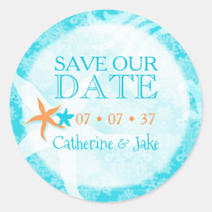 Starfish Dream Beach Weddenschap Save the Date Ronde Sticker