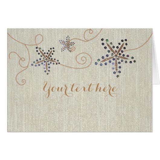 Starfish Elegance Beach Wedding Sequins Card (Devant Horizontal)