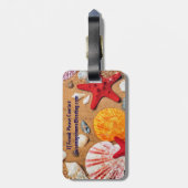 Starfish en Seashells op de strand Bagagelabel (Achterkant verticaal)