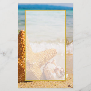 Starfish en Seashells op de strand Briefpapier