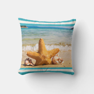 Starfish en Seashells op de strand Kussen