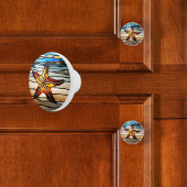 Starfish Faux Glas in lood Keramische Knop