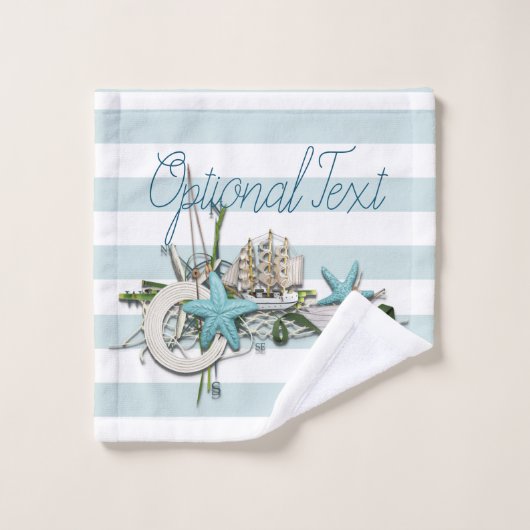 Starfish, Gevist net & Tall Ship Nautical Bad Handdoek (Wasdoekje)