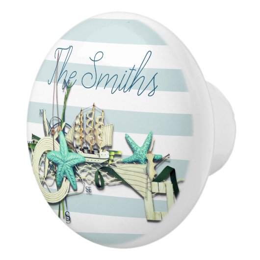 Starfish, Gevist net & Tall Ship Nautical Keramische Knop (Rechts)