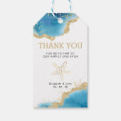 Starfish Gold & Blue Ocean thema bruiloft dank u Cadeaulabel (Achterkant)