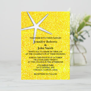 Starfish Gold Glitter Beach Royal Weddenschap Kaart