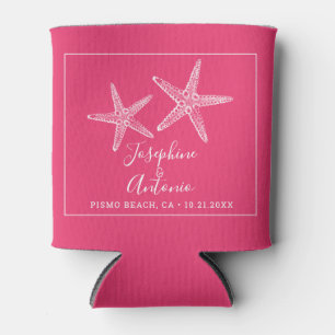 Starfish Hot Pink Beach Wedding Favor Koelbox Blikjeskoeler