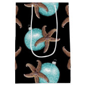 Starfish in Aqua Ornamenten Black Kerstmis Medium Cadeauzakje (Achterkant)