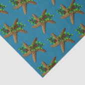 Starfish in Holly Deep Zee Blue Beach Kerstmis Tissuepapier (Detail)