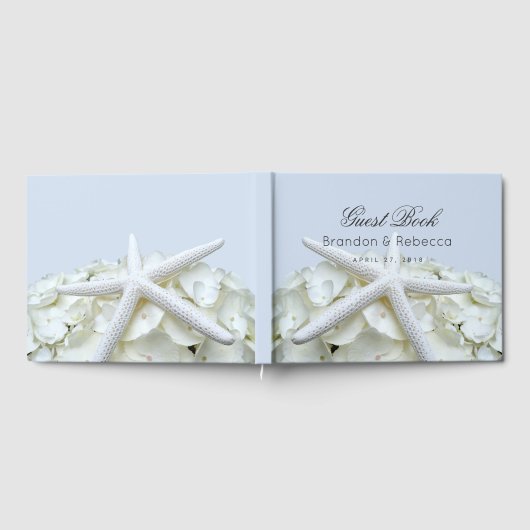 Starfish in Hydrangea Light Blue Weddenschap Gastenboek (Volledig)
