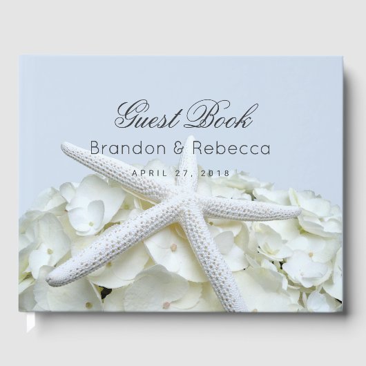 Starfish in Hydrangea Light Blue Weddenschap Gastenboek (Voorkant)