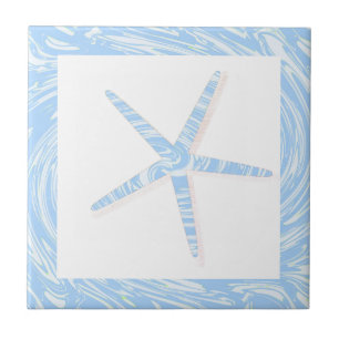 Starfish Kastal Beach Blue White Nautical Decor Tegeltje