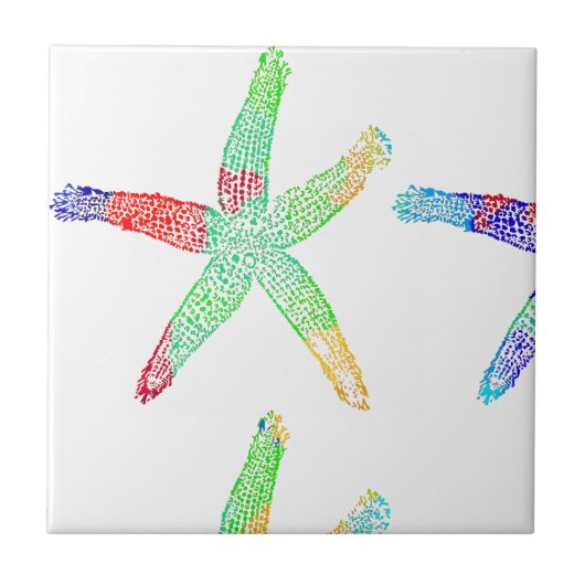 Starfish Kuststrand Multicolor Pattern Moderne Tegeltje (Voorkant)