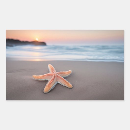 Starfish Lying on a Beach Rechthoekige Sticker (Voorkant)