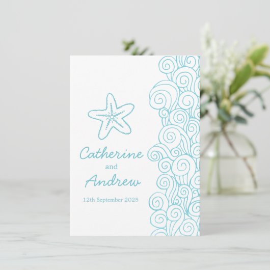 Starfish mer tourbillon bleu plage invitation mari (Debout devant)