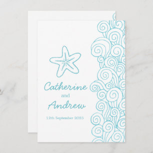 Starfish mer tourbillon bleu plage invitation mari