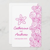 Starfish mer tourbillon rose plage invitation mari (Devant / Derrière)