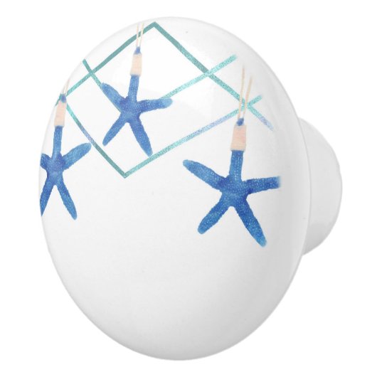 Starfish & Moderne lijnen Elegant Beach Custom Keramische Knop (Rechts)