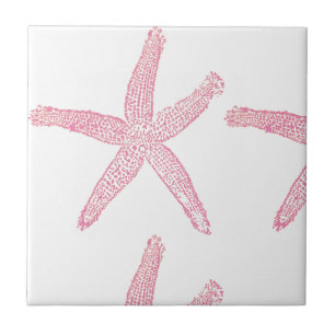 Starfish Nautical Beach Coral Pink White Girly Tegeltje