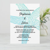 Starfish Nautical Blue White Beach Weddenschap Kaart (Staand voorkant)