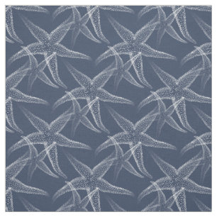 Starfish Navy Blue Beach Fabric Stof
