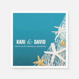 Starfish Netting Beach Cocktail Party   azuurblauw Servet