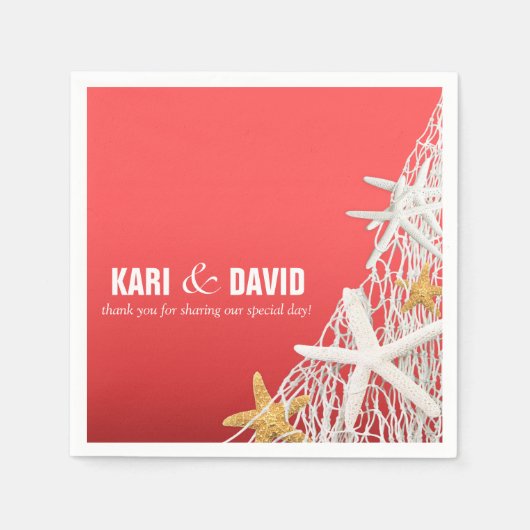 Starfish Netting Beach Cocktail Party | coral Servetten (Voorkant)