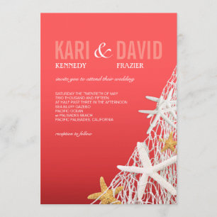 Starfish Netting Beach Wedding   koraal Kaart
