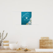 Starfish Netting Beach Wedding Welcome Sign azure Poster (Keuken)