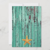 Starfish Netting Beach Wood Wedding | aqua Kaart (Achterkant)