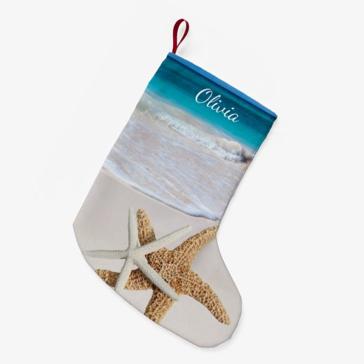 Starfish Ocean Double-Sided met naam Kleine Kerstsok (Voorkant (Hangend))