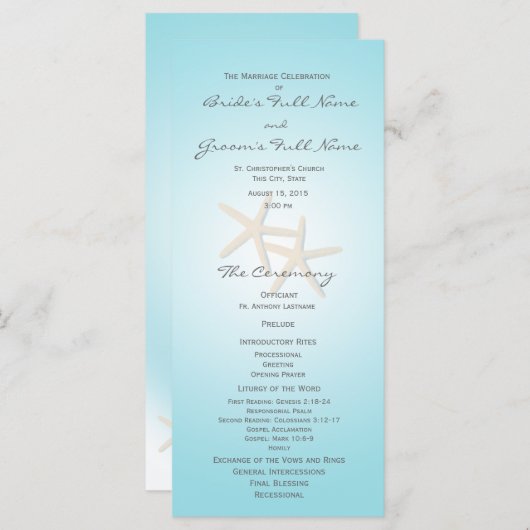 Starfish Ocean Dreams Programme de mariage (Devant / Derrière)