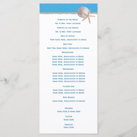 Starfish Ocean Wave Programme de mariage rustique (Dos)