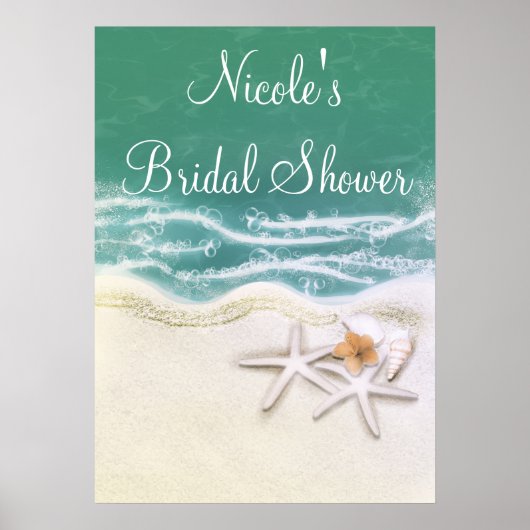 Starfish on the Beach Blauwgroen Zee Party Banner Poster (Voorkant)