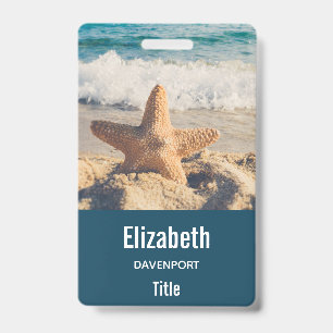 Starfish op een foto van Sandy Beach Badge