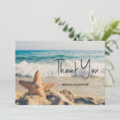 Starfish op een foto van Sandy Beach Bedankkaart (Staand voorkant)