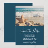 Starfish op een foto van Sandy Beach Save The Date (Voorkant / Achterkant)