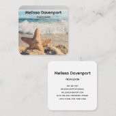 Starfish op een foto van Sandy Beach Vierkante Visitekaartje (Voorkant / Achterkant)