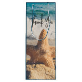 Starfish op een foto van Sandy Beach Wijn Cadeautas (Achterkant)