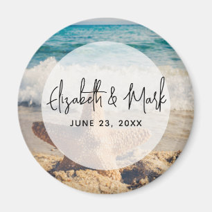 Starfish op een Sandy Beach foto Weddenschap Magneet