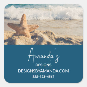 Starfish op een Sandy Beach fotograaf Vierkante Sticker