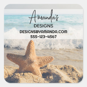 Starfish op een Sandy Beach fotograaf Vierkante Sticker