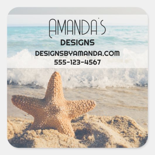 Starfish op een Sandy Beach fotograaf Vierkante Sticker (Voorkant)