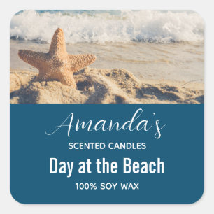 Starfish op een zandstrand foto van Candle Biz Vierkante Sticker