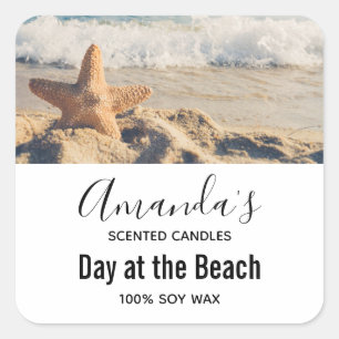 Starfish op een zandstrand foto van Candle Biz Vierkante Sticker