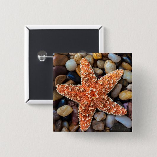 Starfish op Rocks Vierkante Button 5,1 Cm (Voorkant /achterkant)