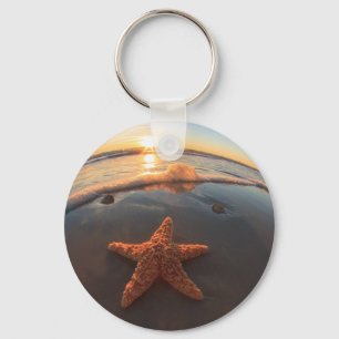 Starfish op strand bij Sunset Sleutelhanger