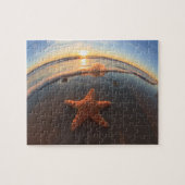 Starfish op strand bij zonsondergang legpuzzel (Horizontaal)