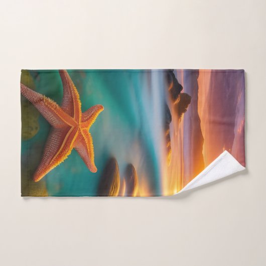 Starfish op strand op Dawn Bad Handdoek (Handdoek)
